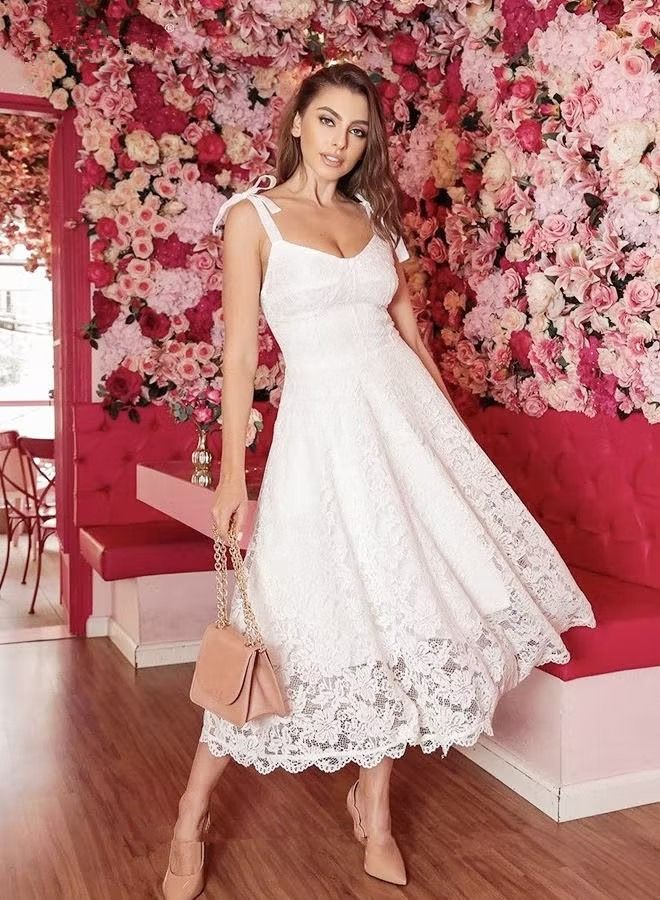 NIBEMINENT New Arrival Lace Suspender Dresses Mesh Elegant Holiday Beach Dress Spaghetti Strap A Line Prom Party Dresses - Image 1