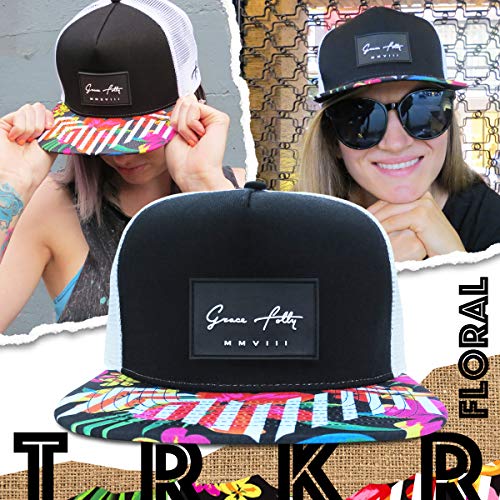 Grace Folly Trucker Hat for Men & Women. Snapback Mesh Caps (US, Alpha, One Size, One Size, Floral) - Image 5
