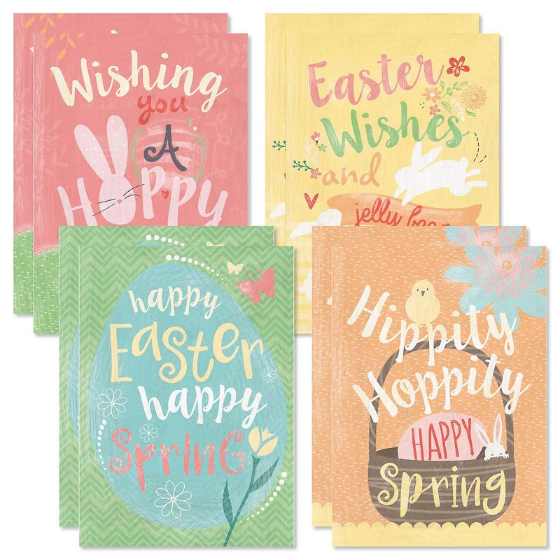 Current Hippity Hoppity Easter Cards- Value Pack of 8 Greeting Cards for Kids & Adults With White Envelopes, 4 Easter Bunny Design Prints, Large 5" x 7" Greetings - Image 5