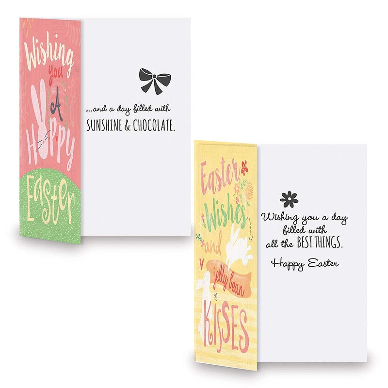 Current Hippity Hoppity Easter Cards- Value Pack of 8 Greeting Cards for Kids & Adults With White Envelopes, 4 Easter Bunny Design Prints, Large 5" x 7" Greetings - Image 3