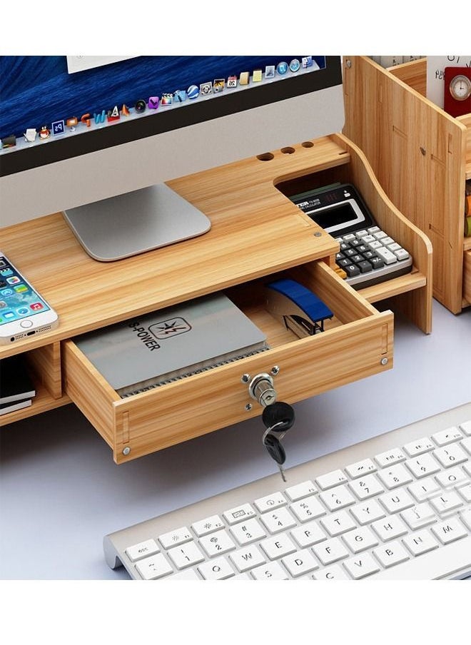fashionhome - Wooden Small Monitor Stand Workspace Organizer - Image 1