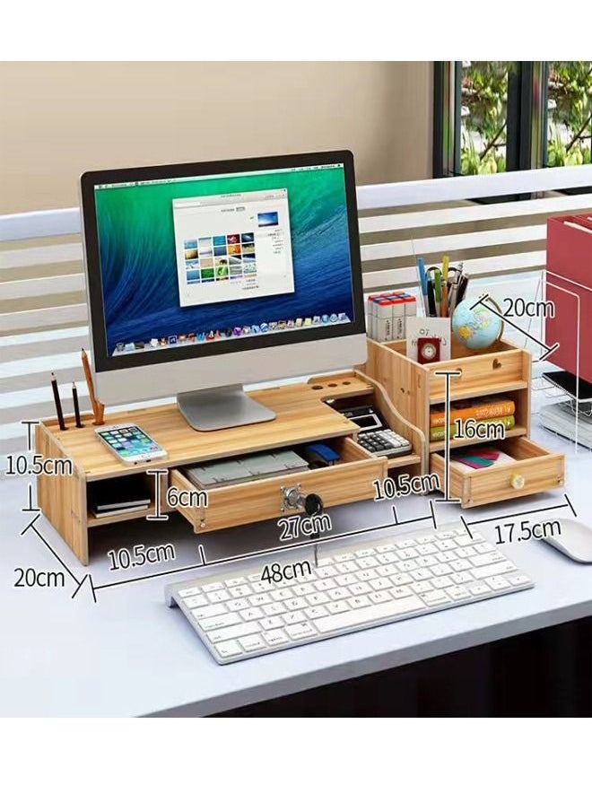 fashionhome - Wooden Small Monitor Stand Workspace Organizer - Image 1