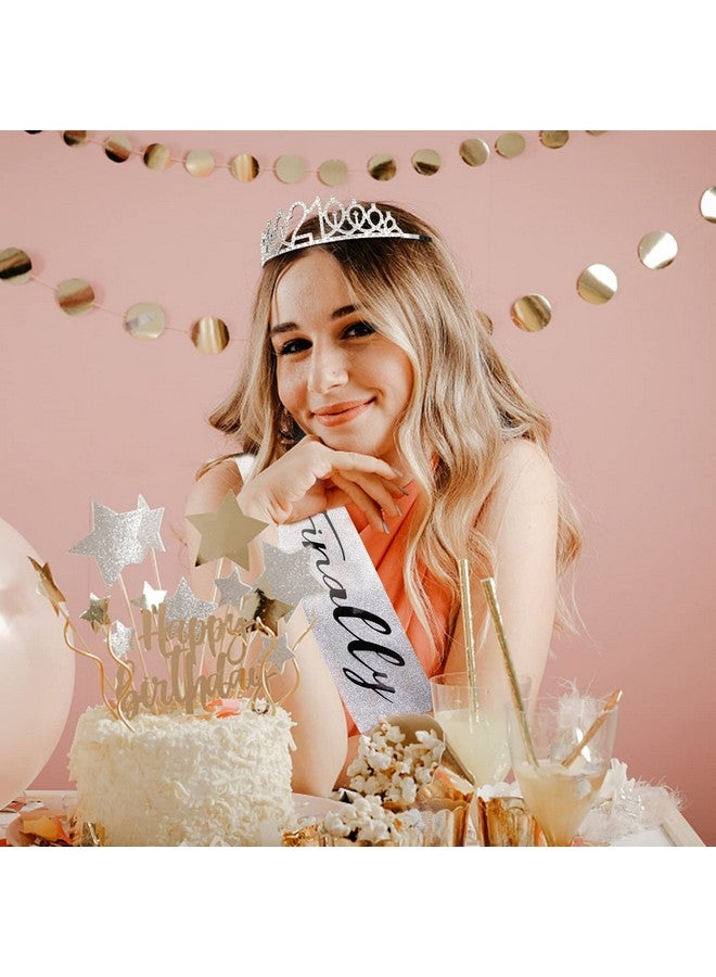 Semato 21St Birthday Decorations For Her "Finally 21" Birthday Sash And Rhinestone Crown Tiara Set For Girls 21St Birthday Gifts For Happy 21St Birthday Party Favor Supplies (Silver) - Image 5