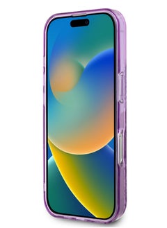 GUESS MagSafe IML Transparent Hard Case With Flower Design & Tonal Circle Logo for iPhone 16 Pro Max / Lightweight / High Quality Material - Purple  - Image 3