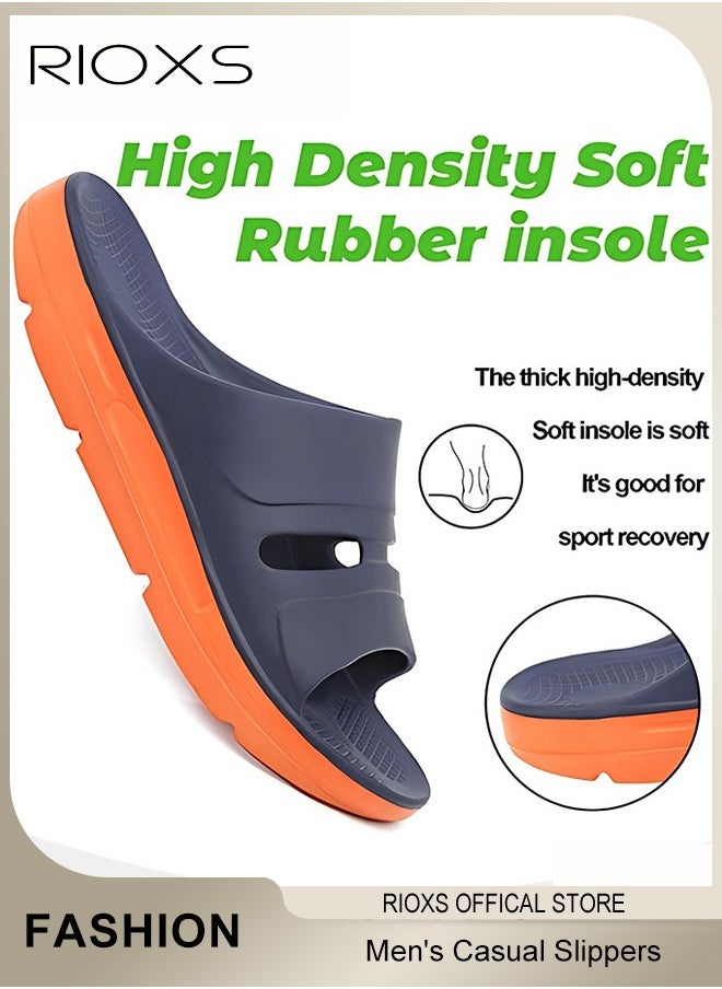 RIOXS Men's Casual Slippers, Thick Cushion Open Toe Sport Slides Slippers, Lightweight Soft Sole Slippers, Sole Platform U-Shaped Slippers for Men, Anti-Slip Sandal Slippers,Comfortable Arch Support Slippers For Indoors Outdoors  - Image 4