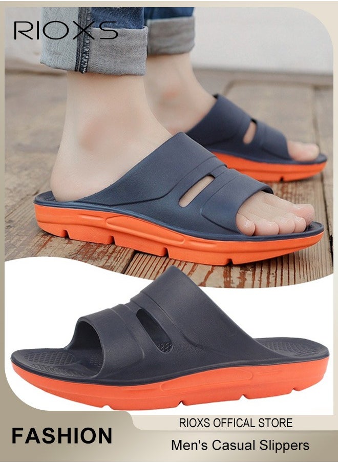 RIOXS Men's Casual Slippers, Thick Cushion Open Toe Sport Slides Slippers, Lightweight Soft Sole Slippers, Sole Platform U-Shaped Slippers for Men, Anti-Slip Sandal Slippers,Comfortable Arch Support Slippers For Indoors Outdoors  - Image 2