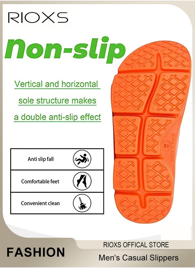 RIOXS Men's Casual Slippers, Thick Cushion Open Toe Sport Slides Slippers, Lightweight Soft Sole Slippers, Sole Platform U-Shaped Slippers for Men, Anti-Slip Sandal Slippers,Comfortable Arch Support Slippers For Indoors Outdoors  - Image 5