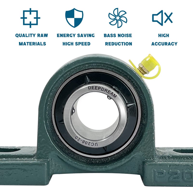 DEEPDREAM 4 Pcs UCP206-20 Pillow Block Bearing 1-1/4" inch Mounted Pillow Block Bearings Chrome Steel Bearings with 1 1/4" Bore Self Alignment - Image 4