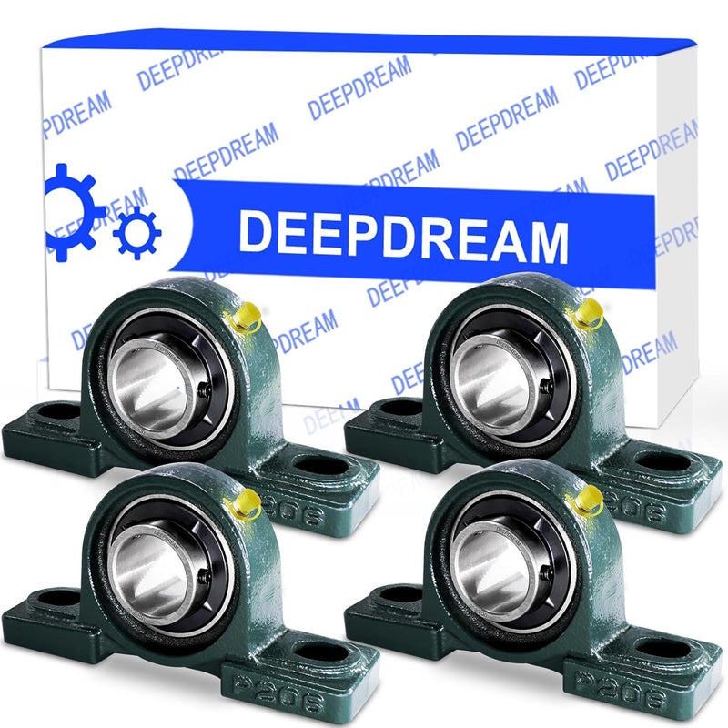 DEEPDREAM 4 Pcs UCP206-20 Pillow Block Bearing 1-1/4" inch Mounted Pillow Block Bearings Chrome Steel Bearings with 1 1/4" Bore Self Alignment - Image 1