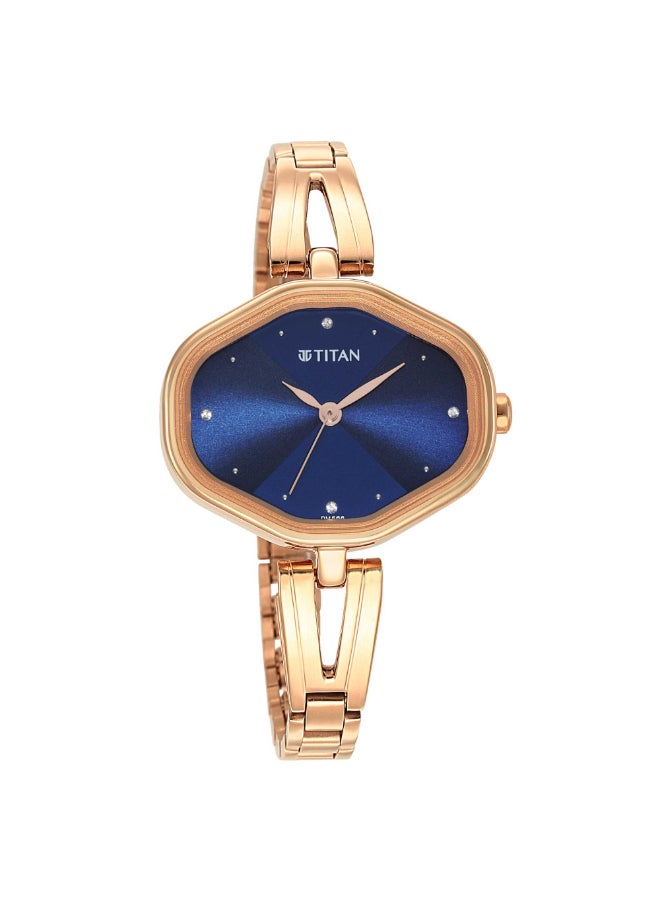 TITAN Ladies Karishma Blue Dial Metal Strap Watch, Rose Gold - Image 2
