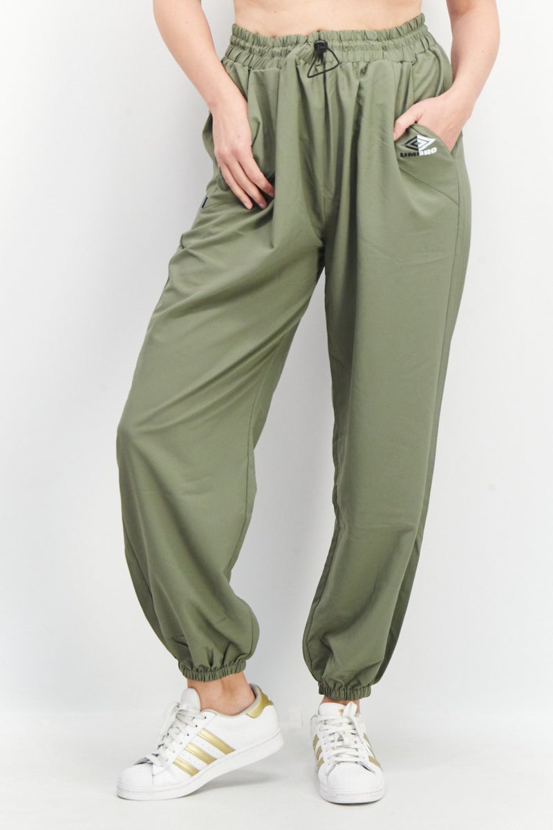 umbro Women Sportswear Fit Drawstring Training Track Pants, Olive - Image 1
