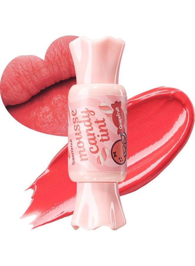 THESAEM Saemmul Mousse Candy Tint #4 Grapefruit Mousse - High Pigment Matte Finish Long Lasting Lip Stain with Honey Extracts to Hydrate Lips - Weightless & Smudge-Proof, 0.3 fl.oz. - Image 1