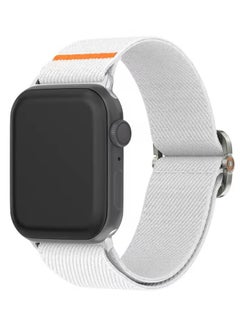 ماركة غير محددة حزام نايلون قابل للتعديل لساعة Apple Watch Series 10/9/8/7/6/5/Ultra 2/Ultra - 49 مم 44 مم 45 مم 42 مم 46 مم مع مشبك معدني (أبيض)  - Image 2