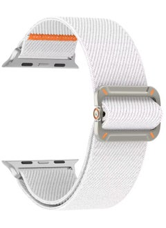 ماركة غير محددة حزام نايلون قابل للتعديل لساعة Apple Watch Series 10/9/8/7/6/5/Ultra 2/Ultra - 49 مم 44 مم 45 مم 42 مم 46 مم مع مشبك معدني (أبيض)  - Image 1