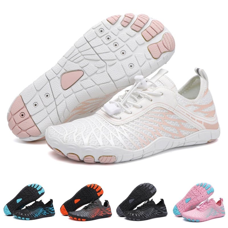 ELETON Hike Barefoot Shoes Womens Men Footwear,Pro-Healthy&Non-Slip Water Shoe for Women Men, Wide Toe Running Shoes Boots Sneakers Unisex White - Image 1