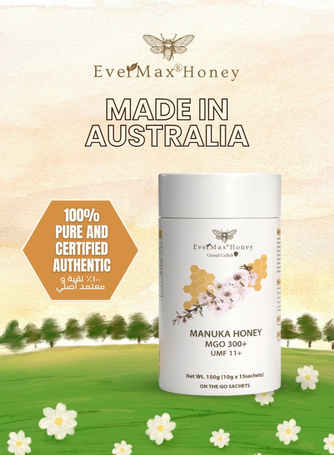 EverMax Honey EverMax® Manuka Honey | Premium Natural Australian Made | MGO 300+ UMF 11+ | 10 x 15g On-the-Go Sachets - Image 4
