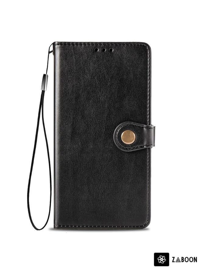 Green Tiger - For OPPO F17 Pro Retro Solid Color Leather Buckle Phone Case with Lanyard & Photo Frame & Card Slot & Wallet & Stand Function(Black) - Image 1