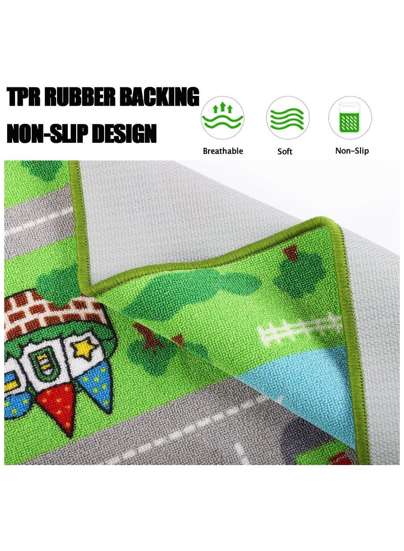 Aikenn 80×120CM Kids Carpet Playmat Rug City Life Great for Playing with Cars and Toys - Play Learn and Have Fun Safely - Kids Baby Children Educational Road Traffic Play Mat for Bedroom Play Room Game Safe Area - Image 5
