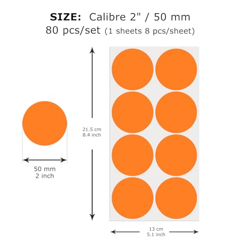 FINDAT Orange Circle Stickers 2 Inch Colored Dot Sticker Vinyl Color Coding Round Labels SelfAdhesive Removable Waterproof Tag for Garage Yard Sale Office Home Inventory 80 PCS - Image 3