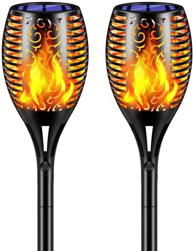 Epyz Solar Mashaal Light Outdoor Waterproof Flickering Flame Torch for Landscape Festival Decoration Lighting Garden Balcony Pathways Auto On/Off [ Pack of 2, Warm Yellow ] - Image 1