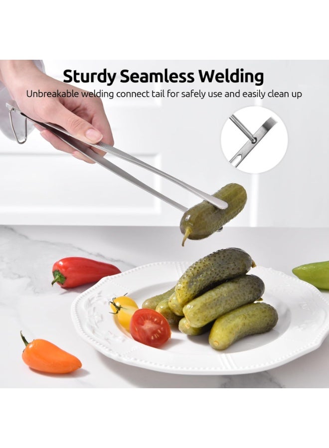 11.8in/30cm Stainless Steel Kitchen Tongs, Food Grade Non-Slip Cooking Tweezers for Steak, BBQ and Serving - Image 4