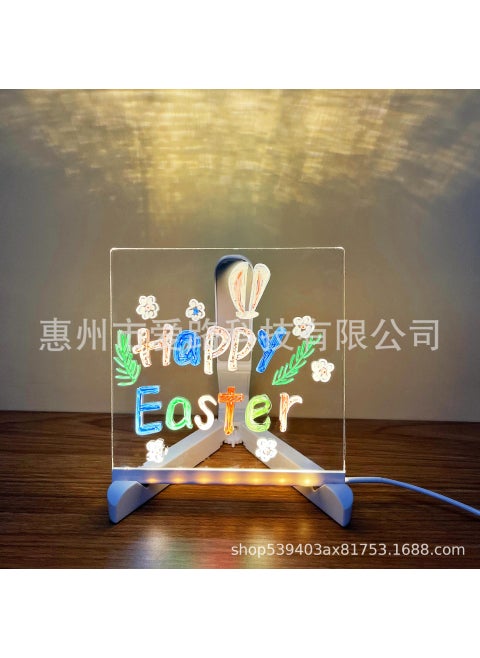 diy erasable luminous acrylic transparent writing board message board small blackboard Billboard stall led fluorescent board