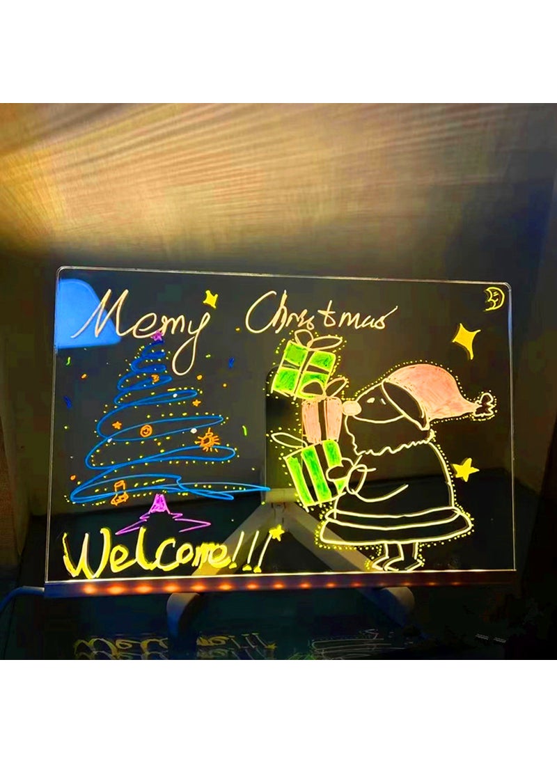 Generic - diy erasable luminous acrylic transparent writing board message board small blackboard Billboard stall led fluorescent board - Image 1