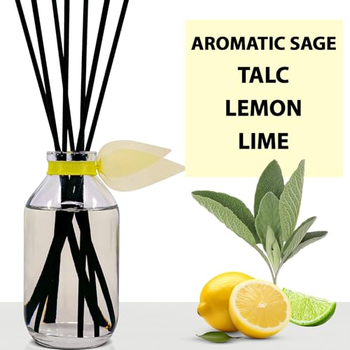 LOVSPA Reed Diffuser Set, Sage & Citrus Scented Oil Diffuser with Sticks, Home Fragrance Accessories for Bathroom Shelf Decor, Aroma Diffusers for Home or Office Desk, USA Made - Image 5