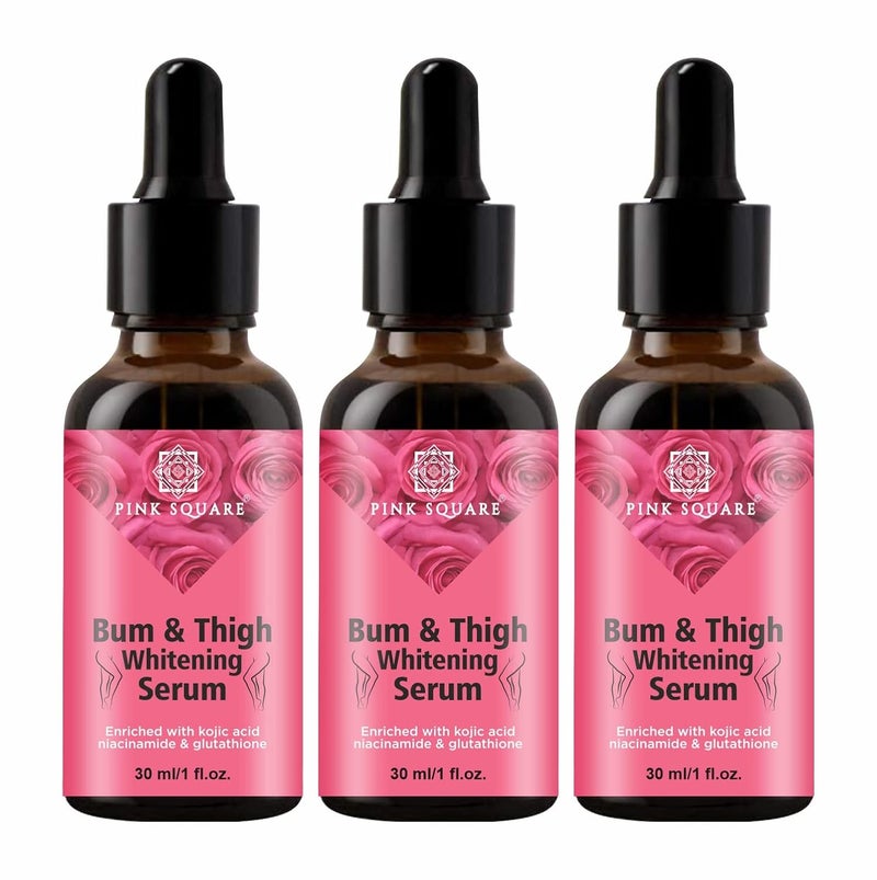 Pink Square Bum  Thigh Blackness Removal Serum  Softens the Bum Skin  Even Skin Tone  Paraben  Sulfate Free Pack of 3 of 30ML 90ML - Image 1