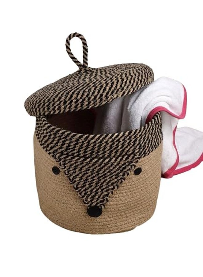 Rosslyn Kids Lid Basket with Beautiful Characters - Rope Storage Basket for Baby Diaper, Stuffed Animal Storage Bin Rope Basket for Kids Toy - Baby Laundry Baskets with lid - Fox - Image 1