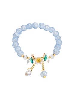 Explosive Ice Cracked Beads Camellia Crystal Children's Bracelet Girl Pink Crystal Colored Glaze Bracelet Jewelry Floral