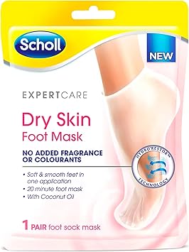 Scholl ExpertCare Dry Skin Foot Mask Nourishing Foot Mask with Coconut Oil Urea and Shea Butter 24Hour Moisture for Dry Foot Skin 1 Pair of Foot Mask Socks One Size - Image 1