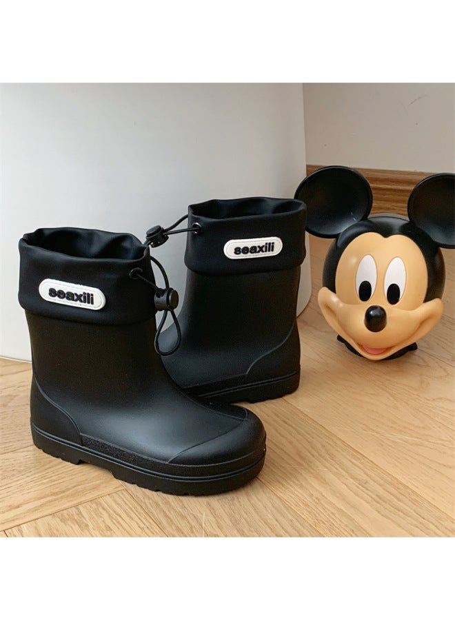 Children's Rain Boots Simple Style Elevated Drawstring Waterproof Non-slip Rain Boots For Middle-aged Kidsren And Toddlers School Water Shoes Students