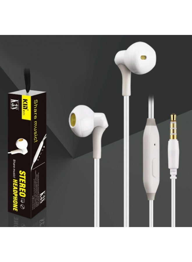 KIN K38 Stereo In-Ear Headphones with Mic – White, Clear Sound & Comfort Fit - Image 4