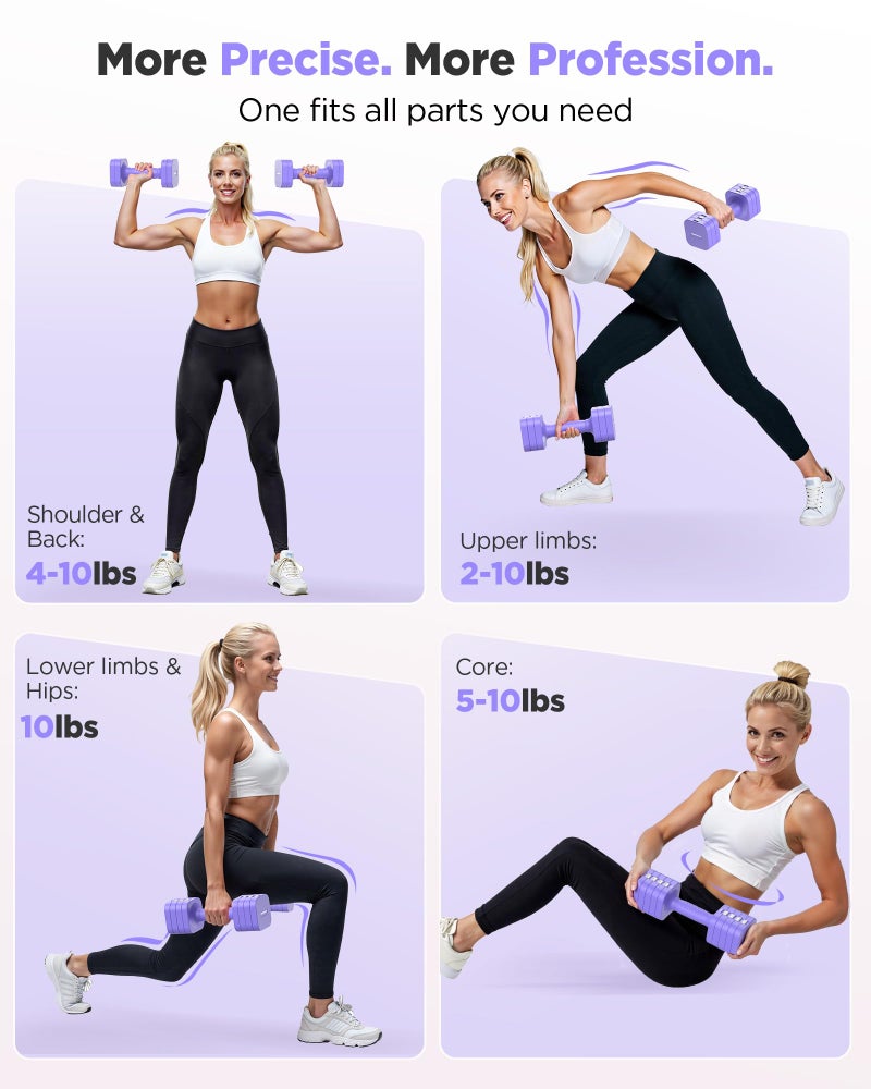 FEIERDUN 5-in-1 Adjustable Dumbbell Set of 2, 20LBS/10LBS Hand Weights for Women, 1s-Adjust Dual-Stable Dumbbell Set for Women Home Gym & Outdoor - Image 5