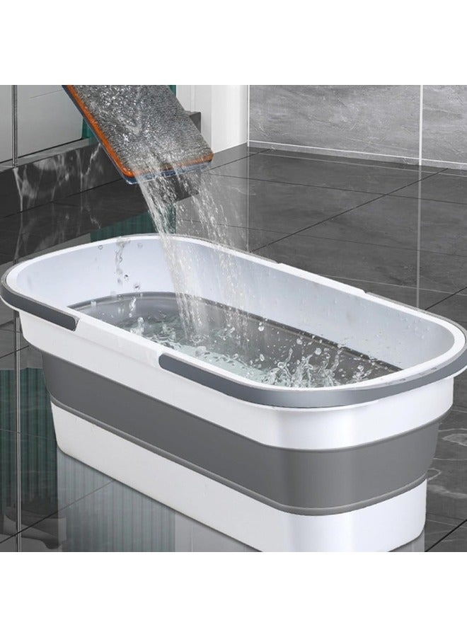 FALMER Silicone Washing And Cleaning Basket With Wheels For Easy Movement. Foldable Silicone For Easy Storage With Handle - White And Gray. - Image 3