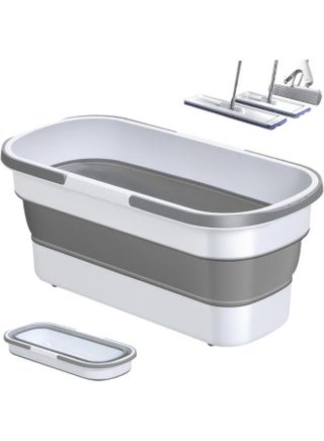 FALMER Silicone Washing And Cleaning Basket With Wheels For Easy Movement. Foldable Silicone For Easy Storage With Handle - White And Gray. - Image 1