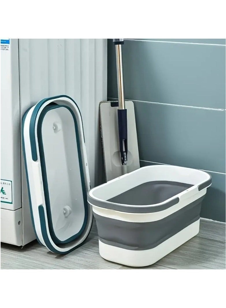 FALMER Silicone Washing And Cleaning Basket With Wheels For Easy Movement. Foldable Silicone For Easy Storage With Handle - White And Gray. - Image 4