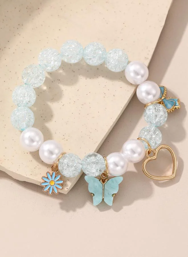 Take Two  Girls Multi-Color Charm Beaded Bracelet with Multi-Charms for Women | Best Price UAE
