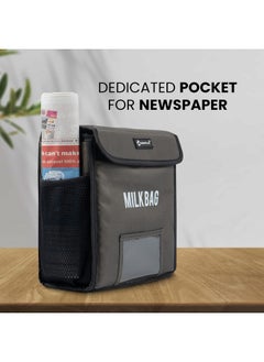 Shopoflux SHOPOFLUX Milk Bag for Door Hanging | Insulated and Waterproof Door Hanging Bag for Milk Sachets and Bottles Storage with Pocket for Notes and News Paper (Grey)  - Image 4