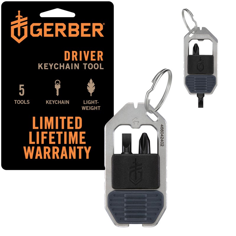 Gerber Gear Driver Keychain 5-in-1 Multitool, Clips to Pocket or Keychain with Pry Bar, Phillips and Flat Head Screwdriver Bits, and Bottle Opener, Lightweight EDC Gear for Everyday Carry, Urban Blue - Image 1