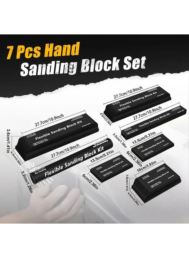 7 قطع مجموعة بلوكات سنفرة من الإيفا لنجارة الخشب وصنفرة معادن هيكل السيارة بالتلميع الرطب والجاف - Image 3