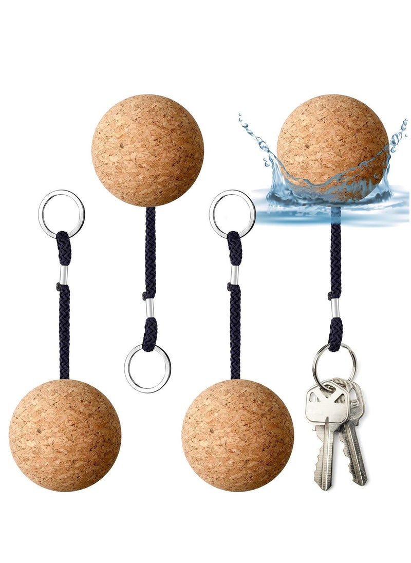 Generic Floating Cork Keyrings, 4 Pcs 53mm Floatable Wooden Ball Key Chain Water Buoyant Key Ring Lightweight Water Sports Accessories for Swimming Diving Fishing Canoeing Sailing Kayaking Marine Boat - Image 1