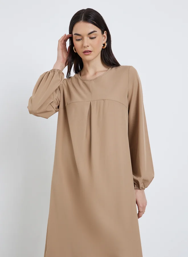 Take Two Take Two Solid Balloon Sleeve A-Line Maxi Dress