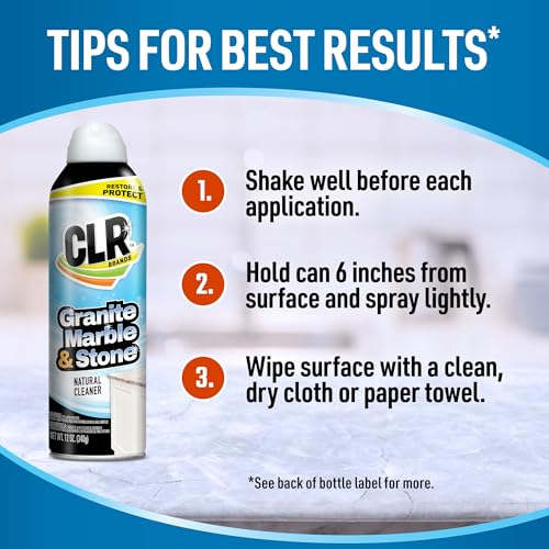 CLR Stone, Marble and Granite Cleaner - Cleans, Shines and Protects Against Spills, Food Stains, Dirt and Grime - 12 Ounce Spray Can - Image 4
