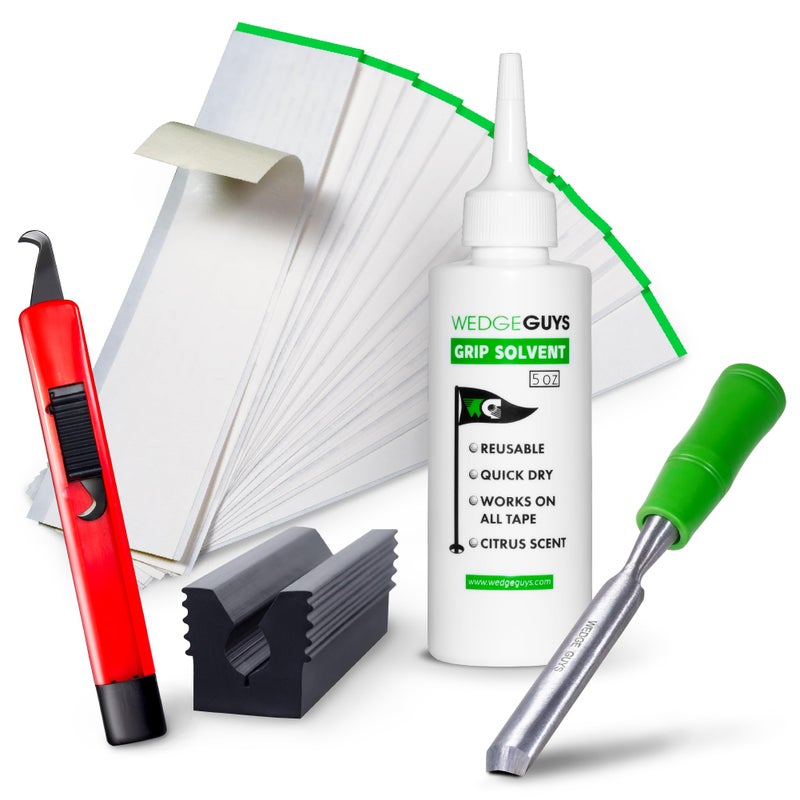 Wedge Guys Golf Grip Kits for Regripping Golf Clubs - Professional Quality - Options Include Hook Blade, 15 or 30 Tape Strips, 5 or 8 oz Solvent, Grip Tape Remover, Bench Vise & Rubber Clamp - Image 1