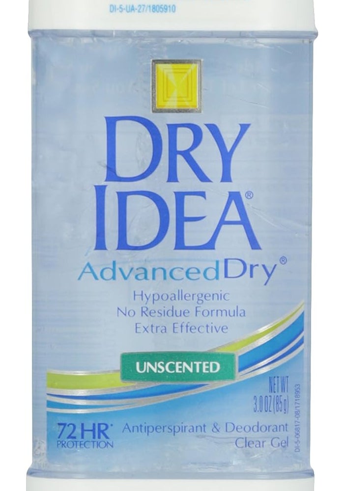 Dry Idea Advanced Dry Unscented Anti-Perspirant and Deodorant, 3 oz Clear Gel, Hypo-Allergenic - Image 1