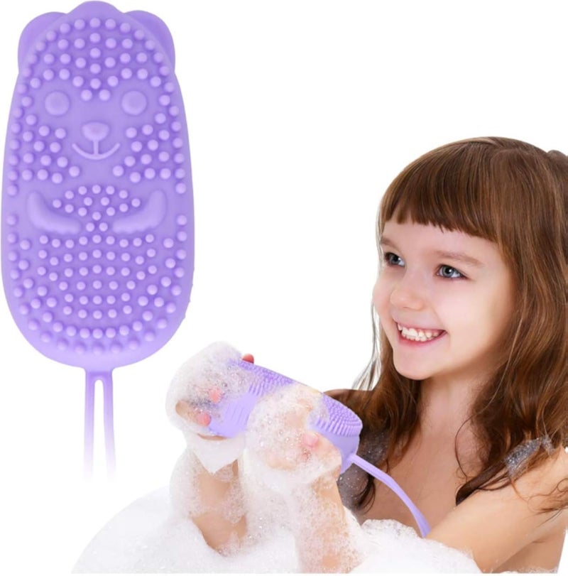 Bubble Bath Brush, Silicone Bath Body Brush,Body Brush Double Side Brush Quick Foaming Bubble,for Sensitive and all Kinds of Skin（Purple）
