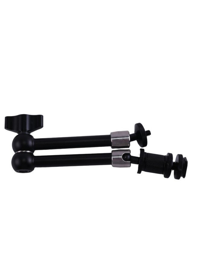 Generic Double Ball Head Universal Bracket SLR Camera Monitor Magic Handle Strange Hand Hot Boot Bracket Pea Clip Strange Hand-Color:11inch Stainless Steel Black - Image 1