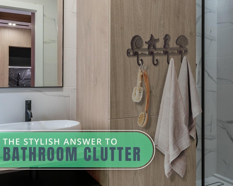 Comfify Vintage Seashell Coat Hook Hanger Rustic Cast Iron Wall Hanger W/ 4 Decorative Hooks - Includes Screws And Anchors - Beach House Decor - Brown - Image 3